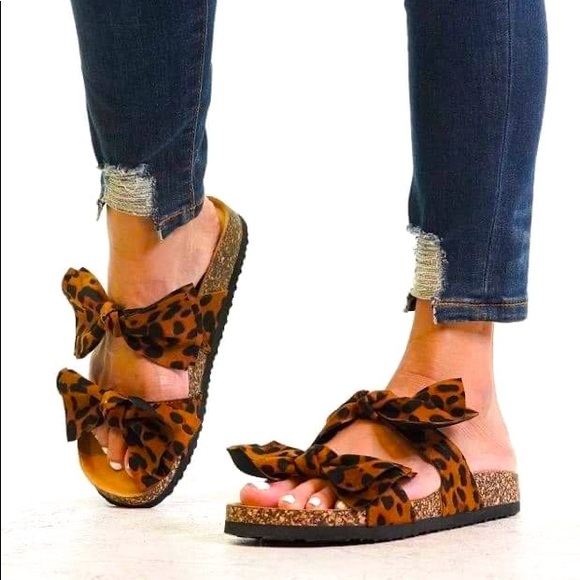 Mata Shoes - Leopard double bow sandals